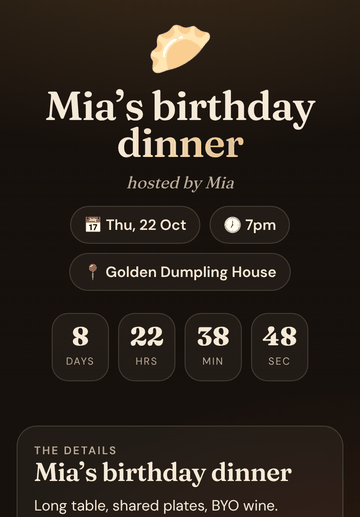 Candlelight: warm and dark with a serif heading